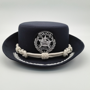 Custom Ceremonial Police Dress Hat Formal Uniform Parade Hat with Embroidered Badge And Braided Cord