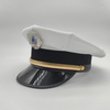 High‑End Property Concierge Security Uniform Hat White Mesh Breathable Peak Cap With Gold Band