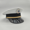 High‑End Property Concierge Security Uniform Hat White Mesh Breathable Peak Cap With Gold Band