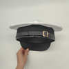 High‑End Property Concierge Security Uniform Hat White Mesh Breathable Peak Cap With Gold Band