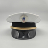 High‑End Property Concierge Security Uniform Hat White Mesh Breathable Peak Cap With Gold Band